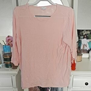 J. Jill Blush Pink 3/4 Sleeve Top